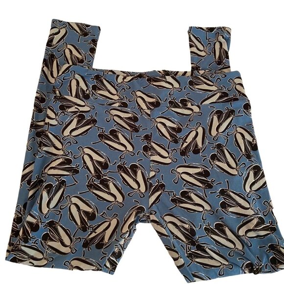 LULAROE LLR TALL & CURVY BLUE BALLET SLIPPERS‎ DANCE TC LEGGINGS Buttery Soft - Picture 1 of 7